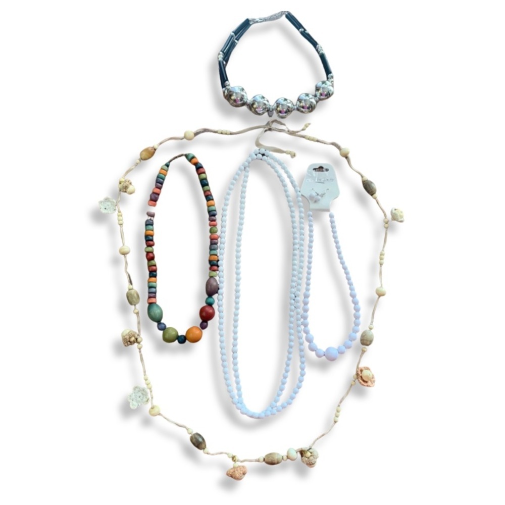 Lot Of 5 Vintage Costume Beaded Necklaces, All Excellent Condition!